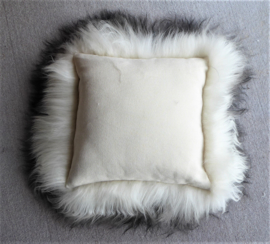 White with Black Tips Icelandic Sheepskin Cushion