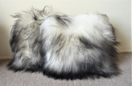 White with Black Tips Icelandic Sheepskin Cushion