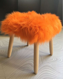 Orange Semi-Long Haired Sheepskin Stool