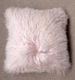 Pale Pink Mongolian Sheepskin Cushion