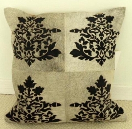 Laser Cut Grey Cowhide Cushion (2)