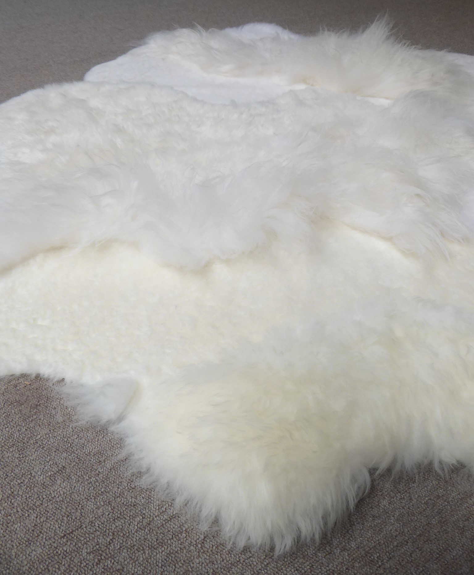 White Blizzard Sheepskin Rug, +/- 140 x 140 cm (5)