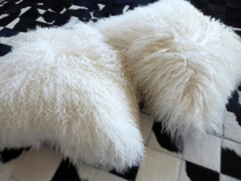 White Mongolian Sheepskin Cushion