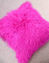 Fuchsia Mongolian Sheepskin Cushion