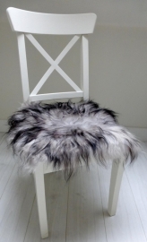 Chair Pad Icelandic Sheepskin, Grey with Black tips, Long wool