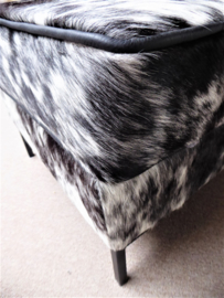 Black-White Pepper-and-Salt Cowhide Ottoman
