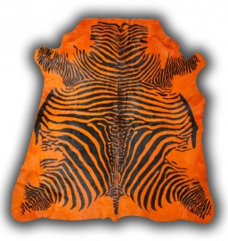 Zebra Printed Cowhide Orange