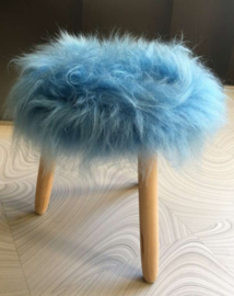 Blue Icelandic Sheepskin Stool