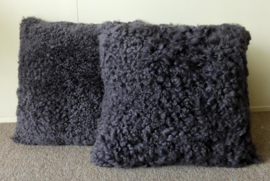 Grey Curly Shorn Sheepskin Cushion