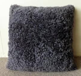 Grey Curly Shorn Sheepskin Cushion