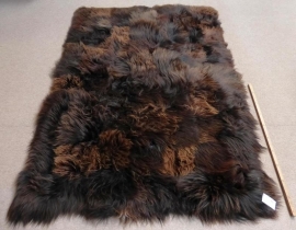 Brown Patchwork Sheepskin Rug, +/- 150 x 220 cm