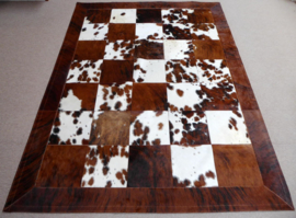 Brown-White Patchwork Cowhide Rug, 180 x 240 cm