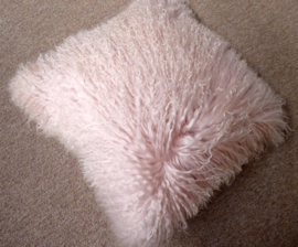 Pale Pink Mongolian Sheepskin Cushion