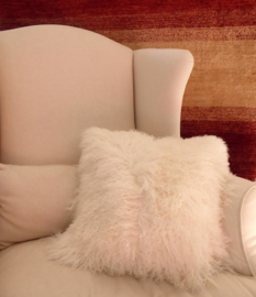 White Mongolian Sheepskin Cushion