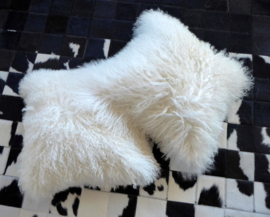 White Mongolian Sheepskin Cushion