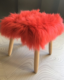 Coral Semi-Long Haired Sheepskin Stool