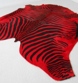 Red Zebra Printed Cowhide