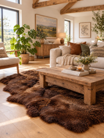 Bruin Schapenvacht tapijt, +/- 200 x 265 cm (10)