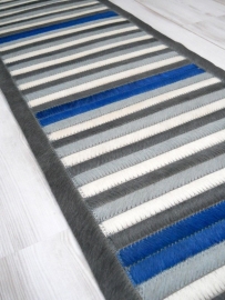 Cowhide Table Runner - Grey/Blue