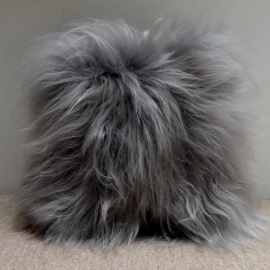 Grey Silver Icelandic Sheepskin Cushion