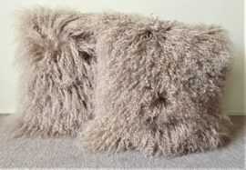 Beige Mongolian Sheepskin Cushion