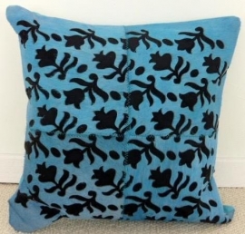 Laser Cut Turquoise Cowhide Cushion (3)