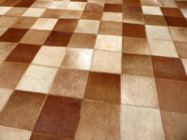 Bruin-Beige Koeienhuid Patchwork Tapijt, 160 x 230 cm