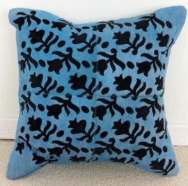 Laser Cut Turquoise Cowhide Cushion (4)