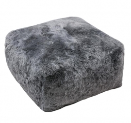 Silver Grey Shorn Sheepskin Pouf