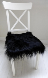 Chair Pad Icelandic Sheepskin, Black, Long wool
