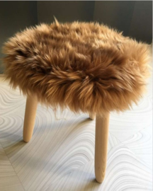 Camel Semi-Long Haired Sheepskin Stool