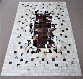 Mosaic Brown-White Graded Cowhide Rug, 140 x 200 cm