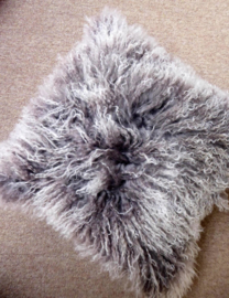 Grey with light tips Mongolian Sheepskin Cushion