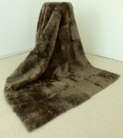 Taupe Geschoren Schapenvacht Plaid/Deken, 120 x 180 cm