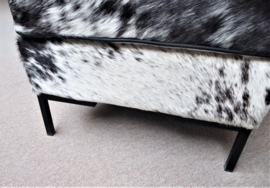 Black-White Pepper-and-Salt Cowhide Ottoman