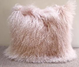 Pale Pink Mongolian Sheepskin Cushion