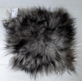 Chair Pad Icelandic Sheepskin, Grey with Black tips, Long wool