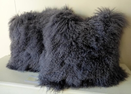 Dark Grey Mongolian Sheepskin Cushion