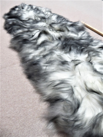 White Icelandic Sheepskin with Black Tips, Double (53)