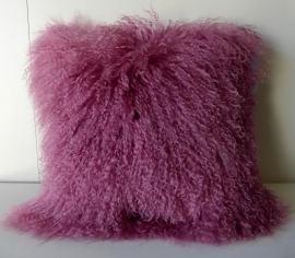 Dark Pink Mongolian Sheepskin Cushion