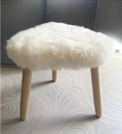 White Shorn Sheepskin Stool