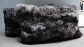 Grey with Black tips Shorn Icelandic Sheepskin Cushion