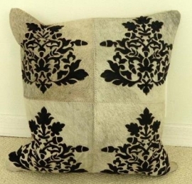 Laser Cut Grey Cowhide Cushion (1)