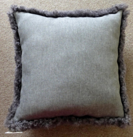 Grey Curly Shorn Sheepskin Cushion