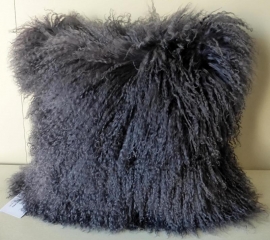 Dark Grey Mongolian Sheepskin Cushion