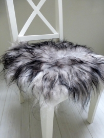 Chair Pad Icelandic Sheepskin, Grey with Black tips, Long wool