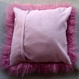 Dark Pink Mongolian Sheepskin Cushion