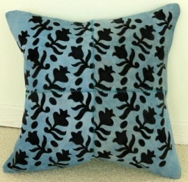 Laser Cut Turquoise Cowhide Cushion (1)