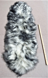 White Icelandic Sheepskin with Black Tips, Double (53)