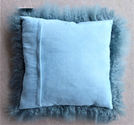 Jeans Blue Mongolian Sheepskin Cushion